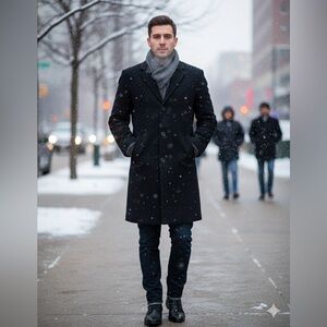 Elegant Black Men's Trench Coat
